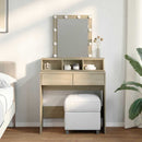 makeupbord med LED-lys 80x41x144,5 cm brun sonoma-eg