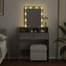 makeupbord med LED-lys 80x41x144,5 cm grå sonoma-eg