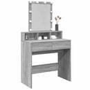 makeupbord med LED-lys 80x41x144,5 cm grå sonoma-eg