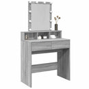 makeupbord med LED-lys 80x41x144,5 cm grå sonoma-eg