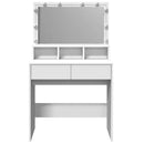 makeupbord med LED-lys 80x41x134,5 cm hvid