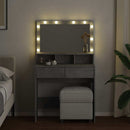 makeupbord med LED-lys 80x41x134,5 cm betongrå