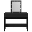makeupbord med LED-lys 100x40x130 cm sort
