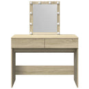makeupbord med LED-lys 100x40x130 cm brun sonoma-eg
