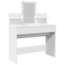 makeupbord med LED-lys 100x40x130 cm hvid