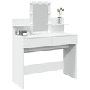 makeupbord med LED-lys 100x40x130 cm hvid