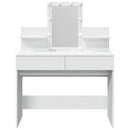 makeupbord med LED-lys 100x40x130 cm hvid