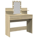 makeupbord med LED-lys 100x40x130 cm brun sonoma-eg