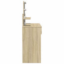 makeupbord med LED-lys 100x40x130 cm brun sonoma-eg