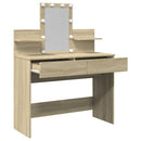 makeupbord med LED-lys 100x40x130 cm brun sonoma-eg