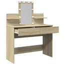 makeupbord med LED-lys 100x40x130 cm brun sonoma-eg