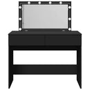 makeupbord med LED-lys 100x40x120 cm sort