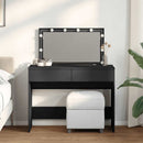 makeupbord med LED-lys 100x40x120 cm sort