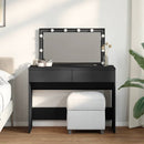 makeupbord med LED-lys 100x40x120 cm sort