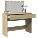 makeupbord med LED-lys 100x40x120 cm brun sonoma-eg