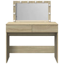 makeupbord med LED-lys 100x40x120 cm brun sonoma-eg
