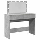 makeupbord med LED-lys 100x40x120 cm betongrå