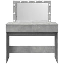 makeupbord med LED-lys 100x40x120 cm betongrå
