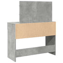 makeupbord med LED-lys 100x40x120 cm betongrå