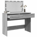 makeupbord med LED-lys 100x40x120 cm grå sonoma-eg
