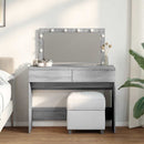 makeupbord med LED-lys 100x40x120 cm grå sonoma-eg