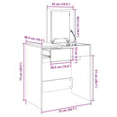 makeupbord med spejl 73x46,5x120 cm hvid