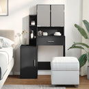 makeupbord med skab 80x35x132 cm sort