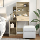 makeupbord med skab 80x35x132 cm sonoma-eg
