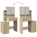 makeupbord med skab 80x35x132 cm sonoma-eg
