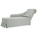 chaiselong med bolster og højre armlæn fløjl lysegrå