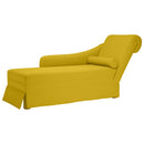 chaiselong med bolster og højre armlæn fløjl gul