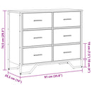 kommode 91x35,5x74,5 cm konstrueret træ røget egetræsfarve