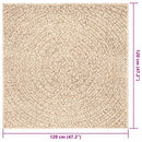 gulvtæppe ZIZUR beige 120x120cm jute-look indendørs og udendørs
