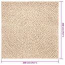 gulvtæppe ZIZUR beige 200x200cm jute-look indendørs og udendørs