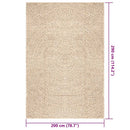 gulvtæppe ZIZUR beige 200x290cm jute-look indendørs og udendørs