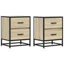 sengeborde 2 stk. 40x31x50 cm konstrueret træ sonoma-eg