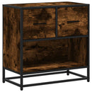 sengeskab røget egetræsfarve 60x31x60 cm konstrueret træ metal