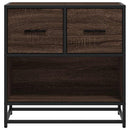 sengeskab brun egetræsfarve 60x31x60 cm konstrueret træ metal