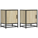 sengeborde 2 stk. 40x31x50cm konstrueret træ og metal sonoma-eg