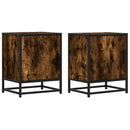 sengeborde 2 stk. 40x31x50cm konstrueret træ metal røget egetræ