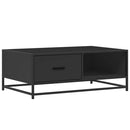 sofabord 90x57x35 cm massivt konstrueret træ og metal sort