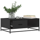 sofabord 90x57x35 cm massivt konstrueret træ og metal sort