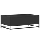 sofabord 90x57x35 cm massivt konstrueret træ og metal sort