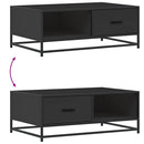 sofabord 90x57x35 cm massivt konstrueret træ og metal sort