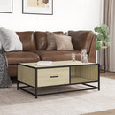 sofabord 90x57x35 cm konstrueret træ og metal sonoma-eg