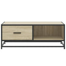 sofabord 90x57x35 cm konstrueret træ og metal sonoma-eg