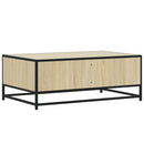 sofabord 90x57x35 cm konstrueret træ og metal sonoma-eg