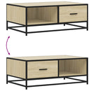 sofabord 90x57x35 cm konstrueret træ og metal sonoma-eg