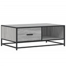 sofabord 90x57x35 cm konstrueret træ og metal grå sonoma-eg
