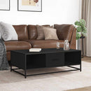 sofabord 100x57x35 cm massivt konstrueret træ og metal sort